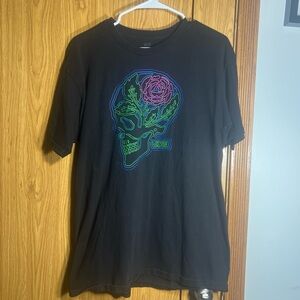 Vans Black Tee with Neon Skull Graphic